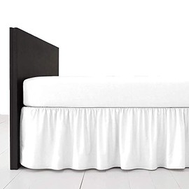 R&Z Plain Dyed Pollycotton Frilled Bed Base Valance Sheet (White, Small Double 122x190cm)