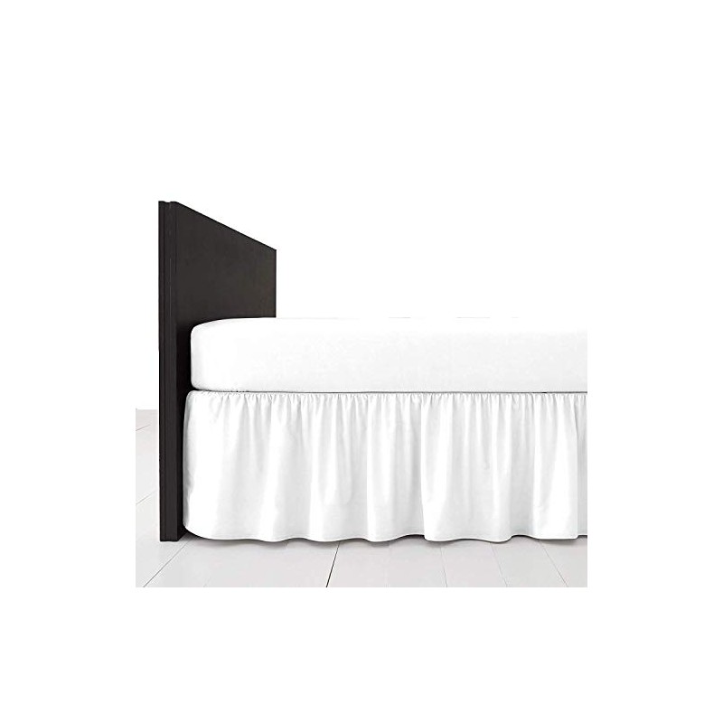 R&Z Plain Dyed Pollycotton Frilled Bed Base Valance Sheet (White,