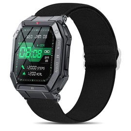 Blueshaweu Compatible for NONGAMX 1.8" KR06 Smart Watch Band, Stretch Elastics Adjustable Strap Compatible for Pasonomi Smartwatch KR06/Nongamx KR06/KR06 Smart Watch 1.8 inches (Black)