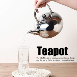 Teapot, Flat Base Teapot 304 Stainless Steel with Removable Tea Strainer, Water Jug, Coffee Pot Suitable for Family Hotel Restaurants (14 cm 1L)