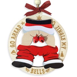 Tiny Detalles Santa Christmas Ornaments 2024, White Elephant Gifts for Women, Jingle Bell Ornaments for Christmas Tree, Gag Gifts Funny Adult, Naughty Wooden Ornaments for Gift Exchange Ideas