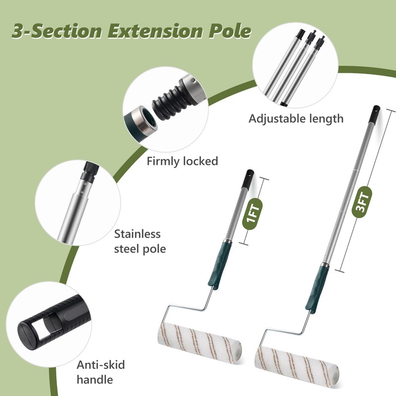 Mister Rui 28 Pack Paint Roller Kit with Extension Pole,