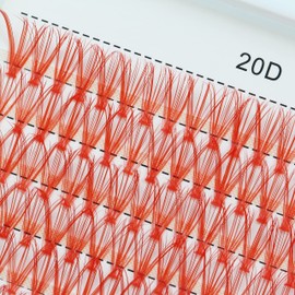 Bodermincer D Curl 240pcs 20D Red Color/Blue Color/Black Color/Brown Color/Purple Color Lashes Cluster Eyelashes False Eyelashes Eyelash Extension (16mm, Red)