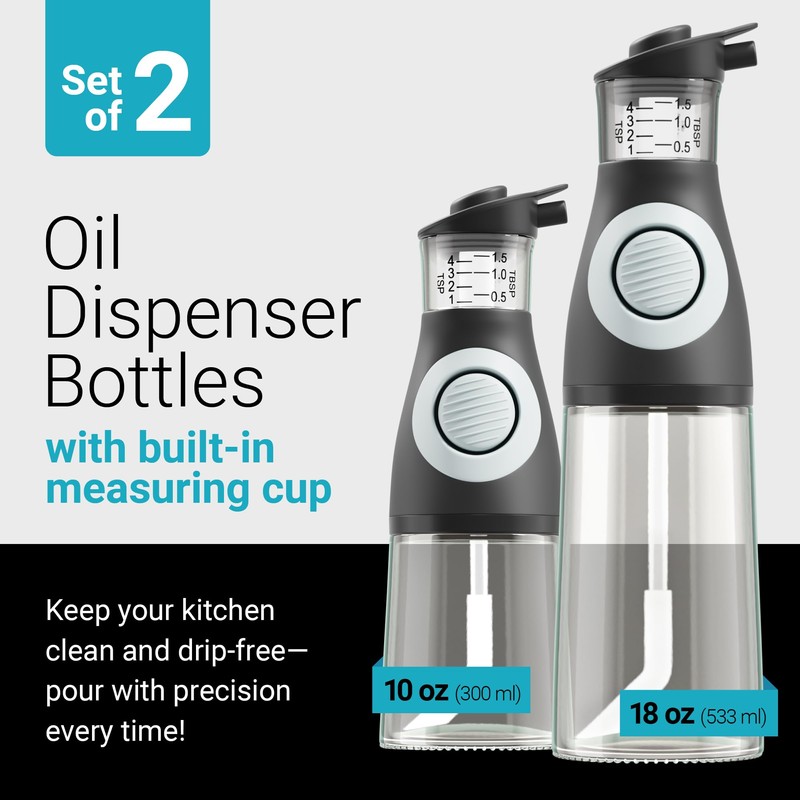 Belwares Oil and Vinegar Dispenser Set with Measuring Cup -