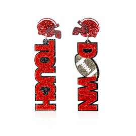 Shining Touch Down Football Resin Earrings Colorful Game Day Sports Lover Football Earrings for Women Jewelry (B)