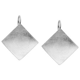 Nenalina 324395-390 Women's Earrings with Square, Square Drop Earrings, Curved Brushed 925 Sterling Silver, Earrings for Women and Girls, Sterling Silver, No Gemstone