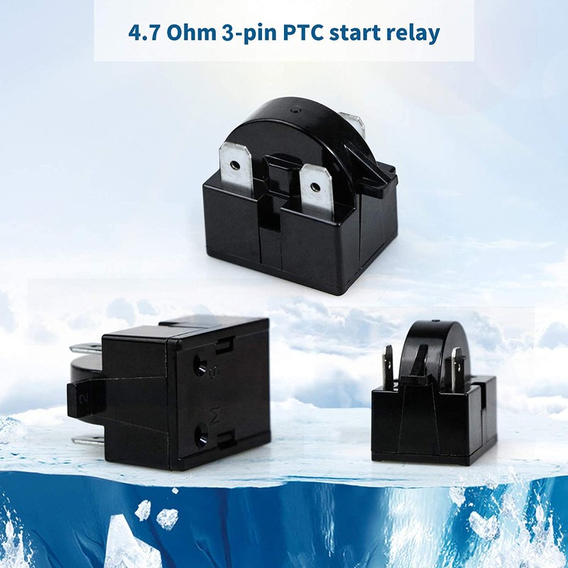 Greluma QP2-4.7 PTC Starter Relay, 3 Pin 4.7Ω Refrigerator Starter