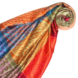 Lorenzo Cana Luxury Pashmina Scarf Jacquard Woven 100% Silk Paisley Pattern Multicoloured 70 x 190 cm - Coloré Paisley, size: 70 x 190 cm