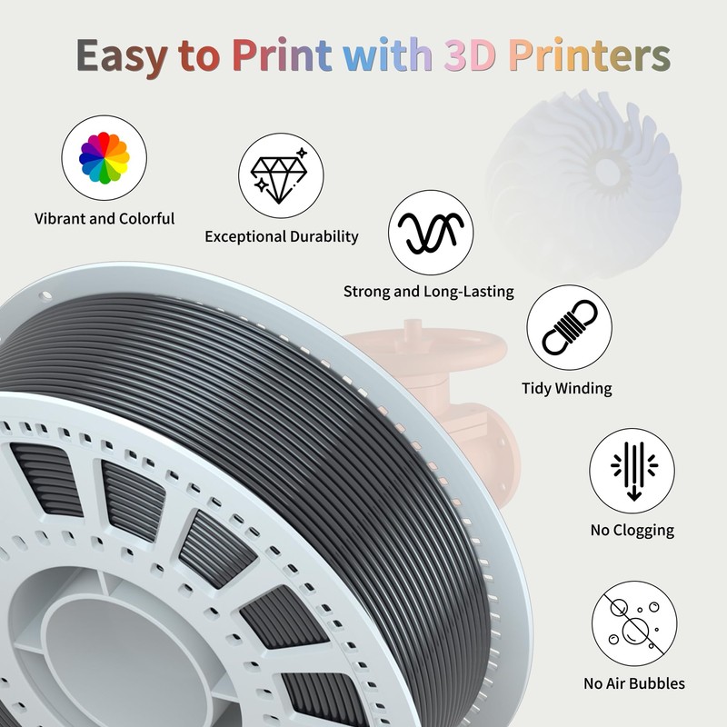 NevsBye Silk PLA 3D Printer Filament, Black PLA Filament 1.75mm,