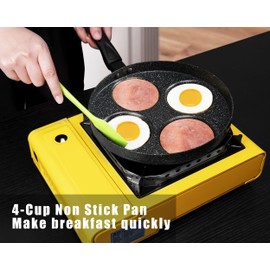 MyLifeUNIT Egg Frying Pan, 4-Cup Nonstick Fried Egg Pan, Aluminum Egg Cooker Pan with Lid and Spatula