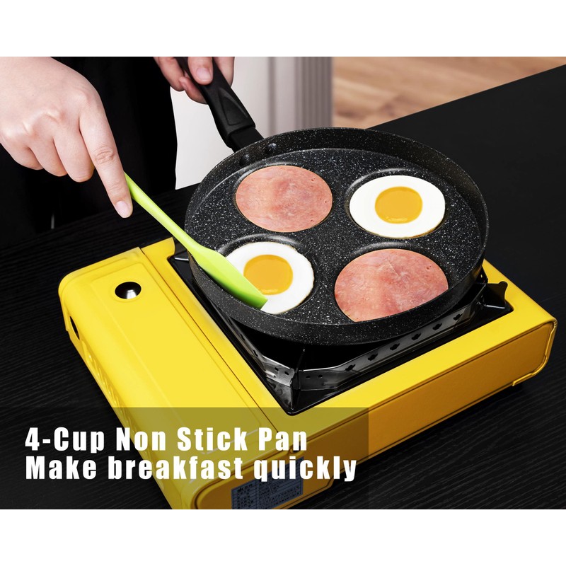 MyLifeUNIT Egg Frying Pan, 4-Cup Nonstick Fried Egg Pan, Aluminum