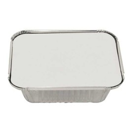 PRECIOUS LONDON Aluminium Foil Food Containers with Lids, 50 Pack, Premium Quality Trays for Meal Prep, Baking and Storage, Eco-Friendly Takeaway Solution 130 x 100 x 40mm (No. 2)
