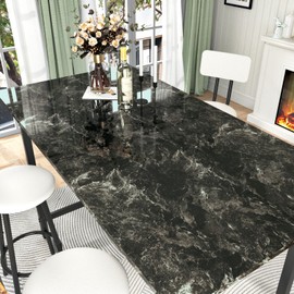 EPPKILY Black Marble Contact Paper Peel and Stick Countertops 15.7"×118" Luxury Black Marble Wallpaper Self Adhesive Waterproof Contact Paper for Cabinet Vinyl Wrap Walls Bathroom Counter Top Covers