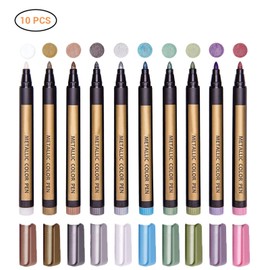 10Pcs Metallic Marker Pens Assorted Colors Paint Pens for Scrapbooking Crafts DIY Photo Album Art Rock Painting