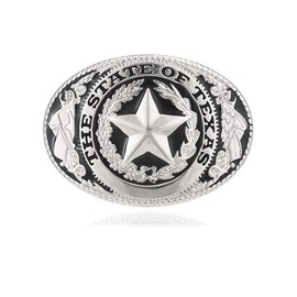Fashion Cowboy Belt Buckles for Men Western Texas Lone Star Belt Buckle, Silver, Large