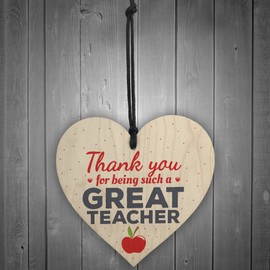 RED OCEAN Thank You Gifts Teacher Gift Wooden Heart Leaving Goodbye Teaching Assistant Nursery School Present