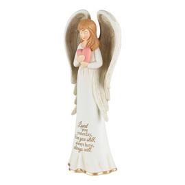 Dicksons Loved You Yesterday Angel with Heart Ivory 3.5 x 8 Resin Stone Tabletop Figurine