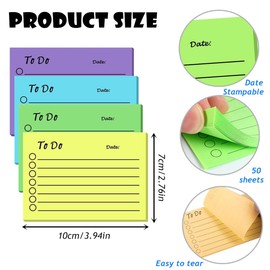 MANJIAMEI 9 Pack Fluorescent Color Sticky Notes, 450 Sheets Bright Colors Self Stick Lined Note Pads Planning List, Colorful to do List Memo Pads for Planner Reminder School Office Home Daily Use