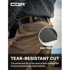 CQR Tactical Belt, Military Style Heavy Duty Belt, Webbing EDC Quick-Release Buckle, 2pack Plastic Flip Tab Black/Grey, Medium