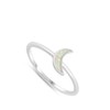 White Simulated Opal Crescent Moon Simple Ring New .925 Sterling