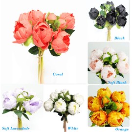 Angel Isabella, LLC Real Touch Peony Bouquet - 6 Blooms 2buds PU Life-Like Realistic Touch Artificial Flowers for Decor, Wedding, Crafts (Soft Lavender)