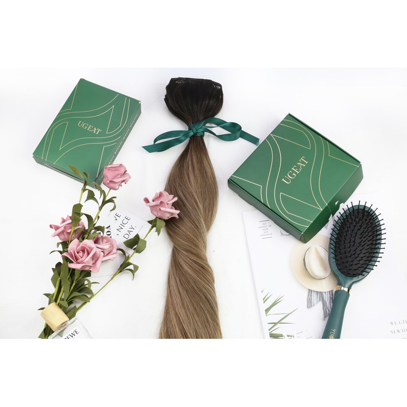 Ugeat Weft Hair Extensions Human Hair 14 inch Balayage Sew