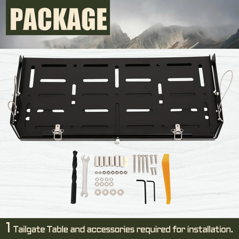 KUAFU Double-Layer Foldable Tailgate Table Compatible with 2018-2023 Jeep Wrangler