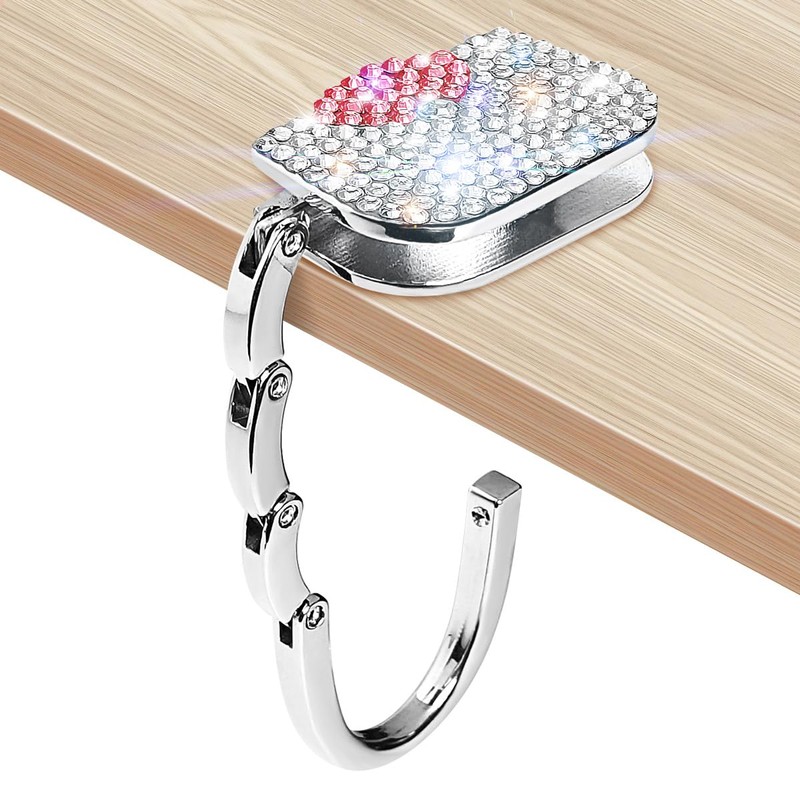 GUFONKOD Bling Purse Hook for Table，Handbag Shape Purse Hanger，Glitter Table