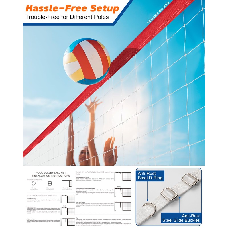 XXXYYY Heavy Duty Swimming Pool Volleyball Net Replacement, Lengthened 15FT-28FT