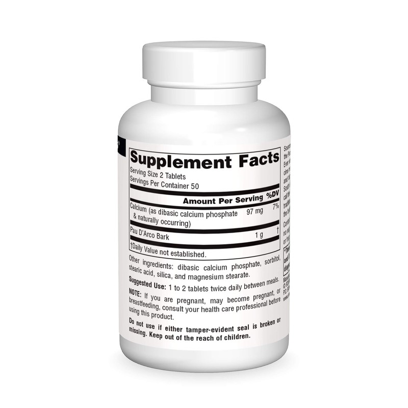 Source Naturals Pau D'Arco Dietary Supplement - 100 Tablets