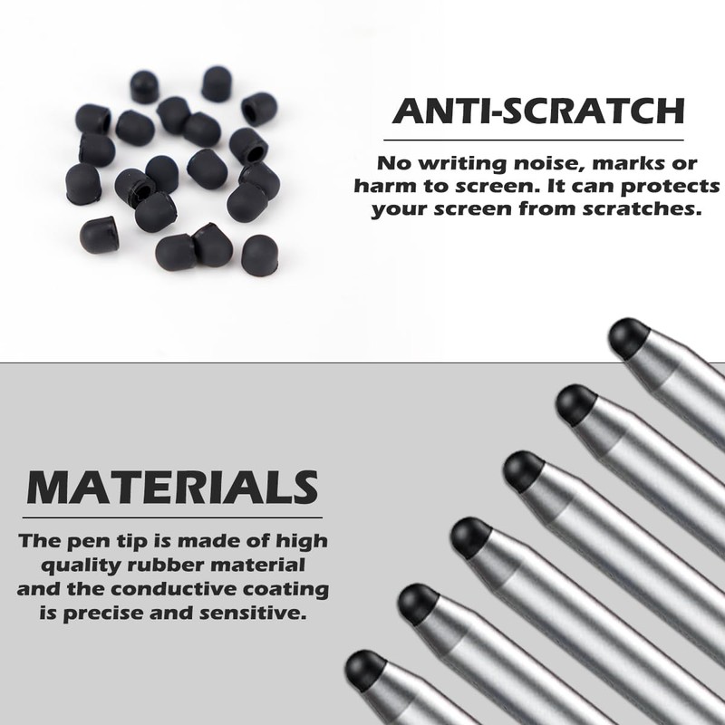 YOLUFER 20Pcs Replacement Tips Silicone Rubber Touch Screen Pens Tips