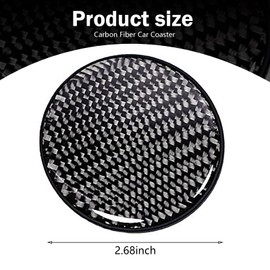 MOXRUQ 2 PCS Car Cup Holder Coasters, 2.68" Non-Slip Cup Holder Insert Coaster Pad, Waterproof Embedded Cup Mat, Carbon Fiber Interior Trim Car Coasters Insert, Universal for Most Cars (Black)