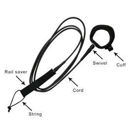 Lonnngg AQUBONA Surfboard Leash, 6/7/8ft SUP Leg Rope, 7mm Adjustable Thigh Ankle Cuff Leash, Straight Surf Leashes with Key Pocket (Blue, 8ft) (black-8inch)