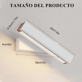Lampara de Pared Led Moderna Giratorio - Apliques de Pared LED Giratorios 350°, Lampara de Led, para Recamara, Luz Cálida, para Lectura, Gabinete y Hogar (Blanco)