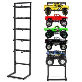 AceOrbit Rc Car Stand 5 Layer Adjustable Wall Mount Car Display Rack with Screws Crawler 15" x 13" x 60" Storage System for 1/10 1/12 1/18 1/24 1/32 Multiple Scale Cars/Trucks Stand Shelf(Black)