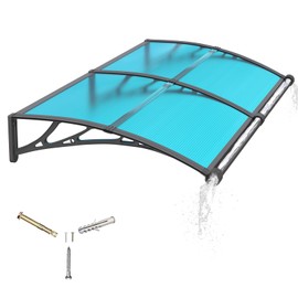 GGNEBAI Awning for Door Entrance,40x60 inches Awnings for Doors with Separate Drainage,Front Door Awning Exterior,Polycarbonate UV, Rain, and Snow Protection for Porch,Patio,Window,Deck