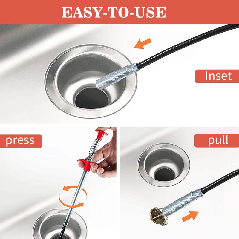 フレキシブルグラバー ピックアップツール 4つの爪付き 折り曲げ可能な排水管オーガー ゴミや髪の毛をドレッジドレイン、シンク、トイレ(63インチ/160cm)…