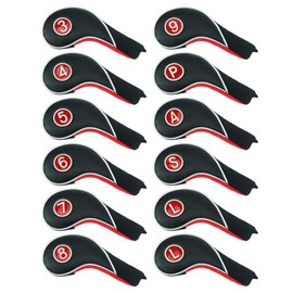 CRAFTSMAN Golf Iron Covers Headcovers 12 Pieces (3-9, P, A, S, L, L) Double Sided Number Embroidery, Clip-on Closure, Long Neck