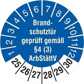 50 Test Labels Fire Door Tested §4 (3) ArbStättV 30 mm 2025-2030 Test Badges