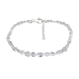 ELEDORO Genuine Rock Crystal Necklace for Women Made of Rhodium-Plated 925 Silver Lobster Claw Clasp 48 cm Plus 5 cm Long, Genuine rock crystal from India, rock crystal