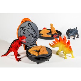 Nostalgia MyMini Dinosaurs Shape Electric Waffle Maker, 5-Inch Non-Stick Griddle for Waffles, Hash Browns, Eggs, and More, Orange