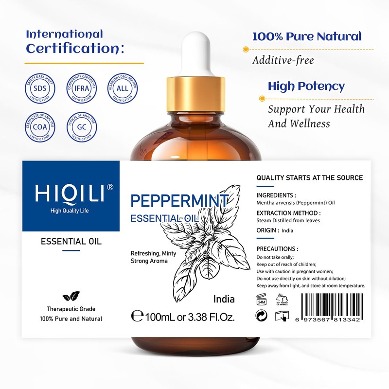 HIQILI HIQILI Peppermint Essential Oil and Turmeric Essential Oil, 100%