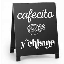 Letreros de café para estación de café, Cafecito y Chisme, regalo para compañeros de trabajo, mujeres, hombres, hogar, oficina, cocina, placa, centro de mesa (negro)