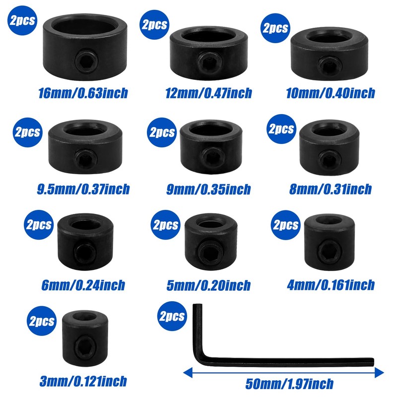 20 Pcs Drill Bit Depth Stop Collar Ring Positioner Locator