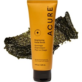 Acure | Exfoliante facial iluminador de arcilla verde y alga marina | Iguala el tono y la textura de la piel, 118 ml