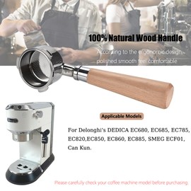 alouweekuky Portafilter 51 mm, Bottomless Porta Filter Compatible with Dedica EC680/EC685/EC785/EC820/EC850/EC860, with Two Powder Trays, Stainless Steel Sieve