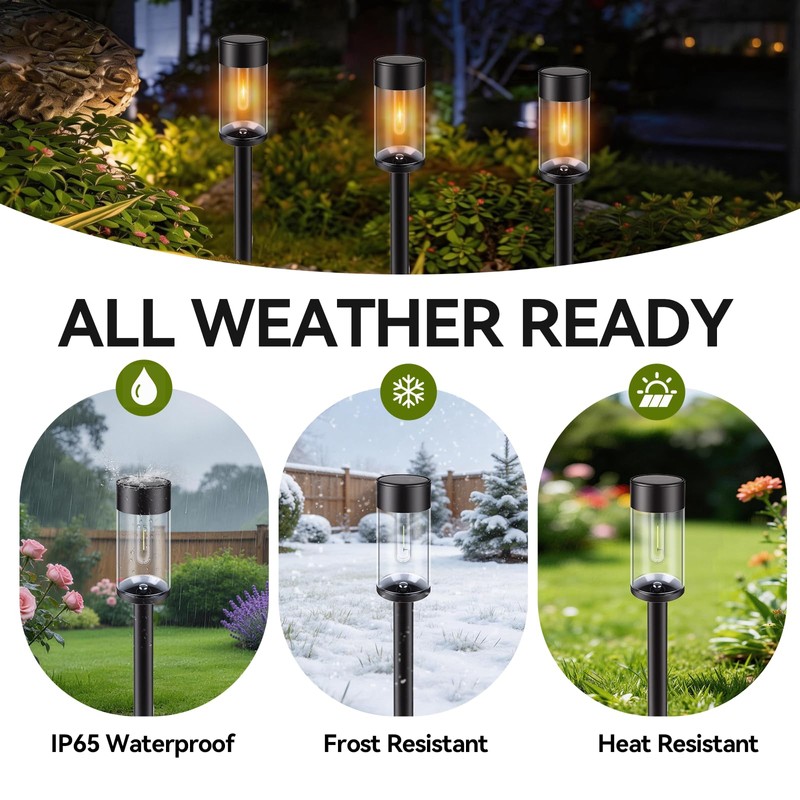 Sunshine Star LED Solar Pathway Lights Outdoor with Metal, 2