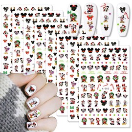 8 Sheets Christmas Nail Art Stickers Decals 3D Self Adhesive Xmas Nail Stickers Design Winter Cute Elk Candy Snowflake Nail Decals for Women DIY Manicure Tips Christmas Party Nail Decoration Supply