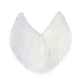 RomanticDesign Women Faux Fur Shawl Fluffy Bridal Wedding Sleeveless Wrap Warm Winter Stole Cape for Prom Evening Party, White