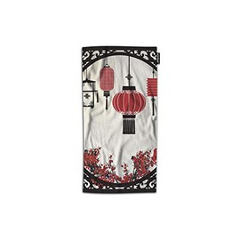 AOYEGO Chinese Lantern Hand Towel Festival Mid Autumn New Year Window Flower Cherry Culture Hand Towels Lightweight Decorative 30X15 Inch Soft Polyester-Microfiber for Kitchen